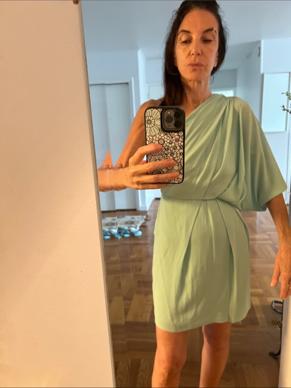 Diane Von Furstenberg One-Shoulder Mint Dress